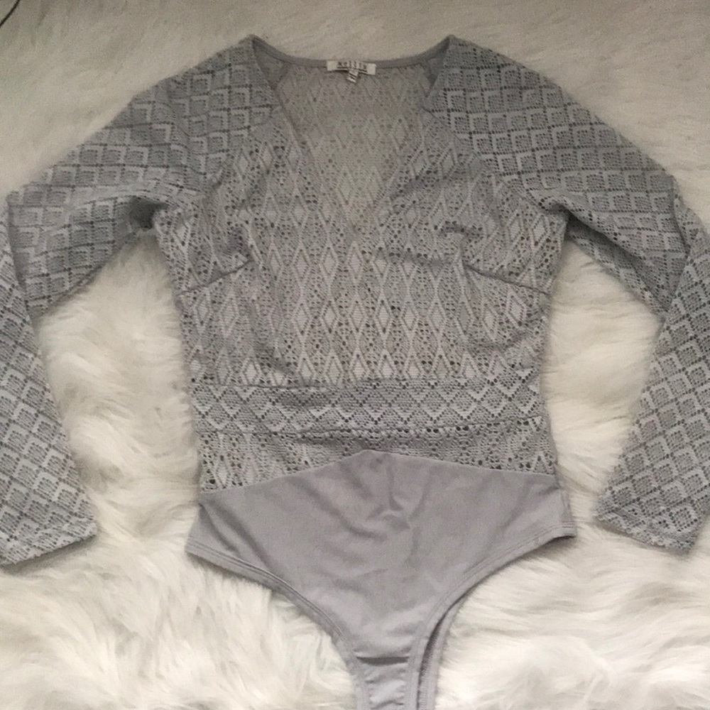 Bodysuit mesh and open but lined in chest area